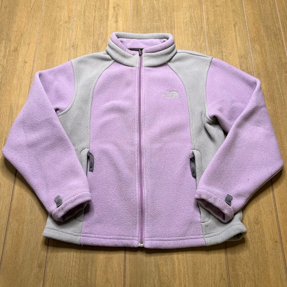 The North Face Fleece Jacket Women S Purple Grey Y2K Full Zip Mock Neck TKA 100